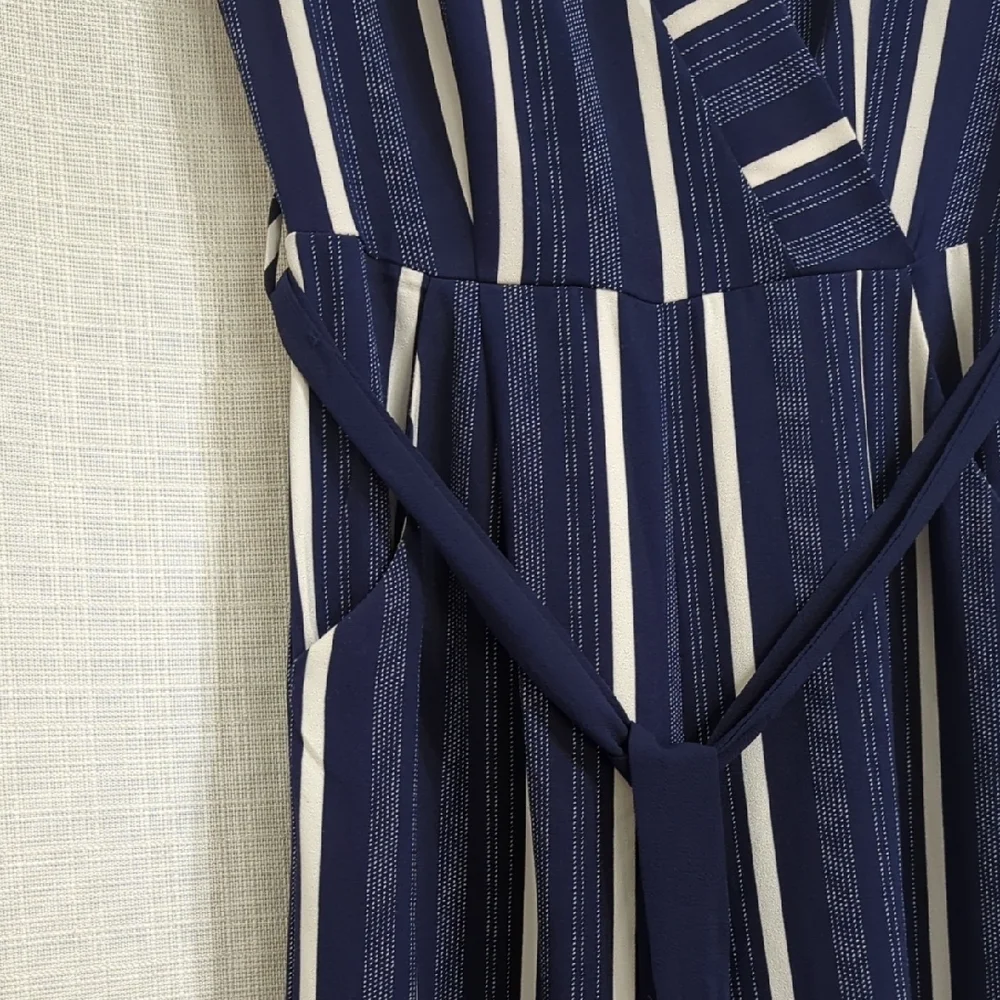 Monteau - Striped Navy Jumpsuit - Size XS - Picture 7 of 16